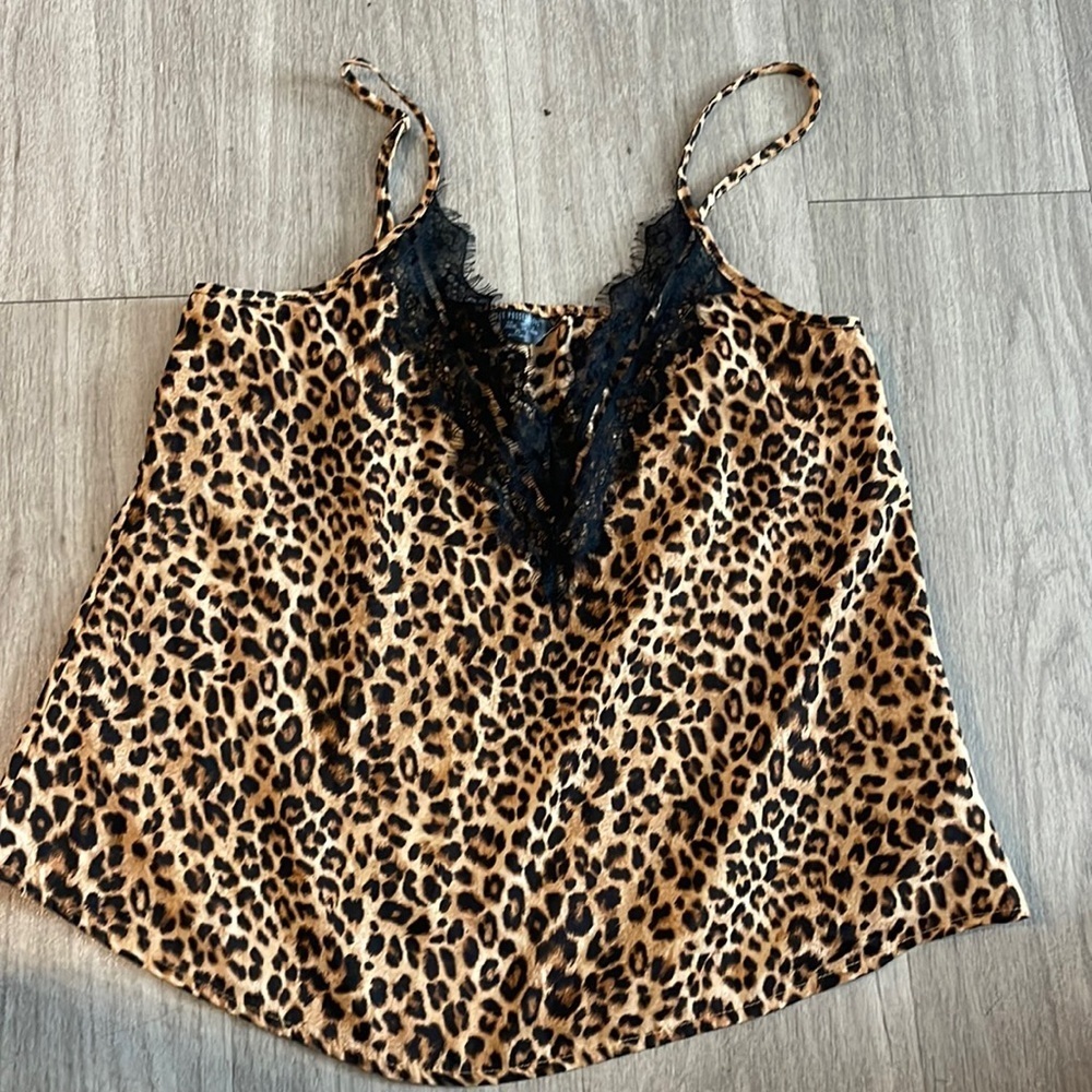 Secret possessions animal print with lace neck sleep top